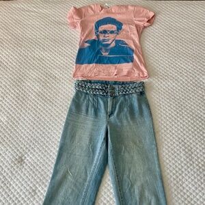 70s style jeans and Spoon concert t shirt perfect condition